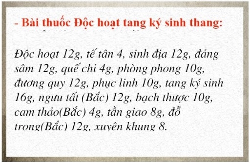 Bài thuốc Độc hoạt ký sinh thang 